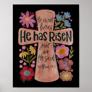 Póster Se Ha Elevado La Flora Cristiana De Boho En Pascua