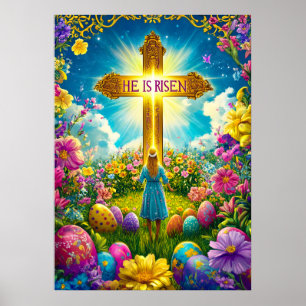 Póster Se ha levantado Jesús cruzando la Pascua