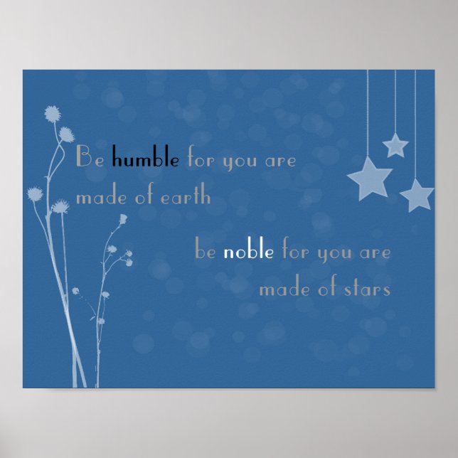 Póster 'Sé humilde, sé noble poster' (Frente)