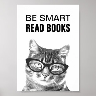 Póster Sé inteligente cartel de leer libros con foto dive