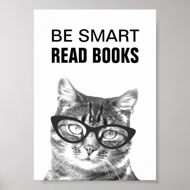 Póster Sé inteligente cartel de leer libros con foto dive (Frente)
