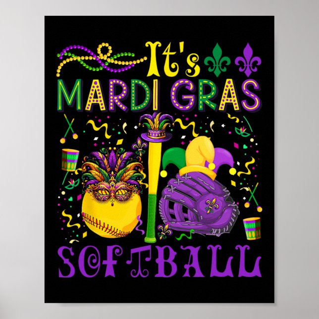 Póster Se le disfrazó al equipo del Softll Mardi Gras (Frente)