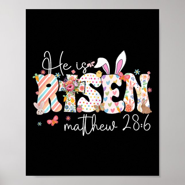 Póster Se Levanta Jesús Cristiano Feliz Día de Pascua Muj (Frente)