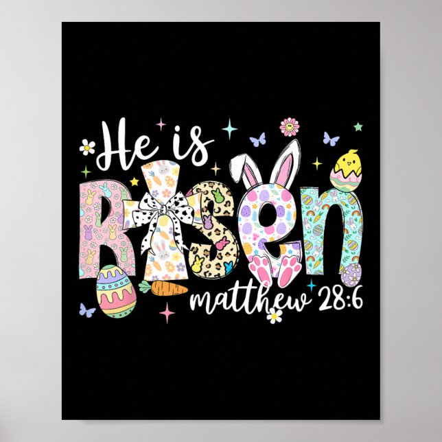 Póster Se Levanta Jesús Cristiano Feliz Pascua Niña (Frente)