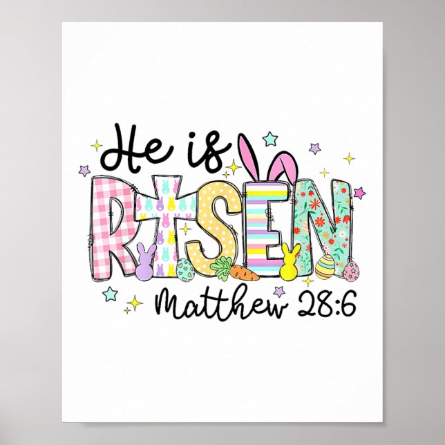 Póster Se Levanta Jesús Cristiano Feliz Pascua Niña (Frente)