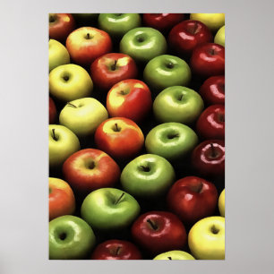 Póster Se muestran manzanas verdes y rojas artísticas