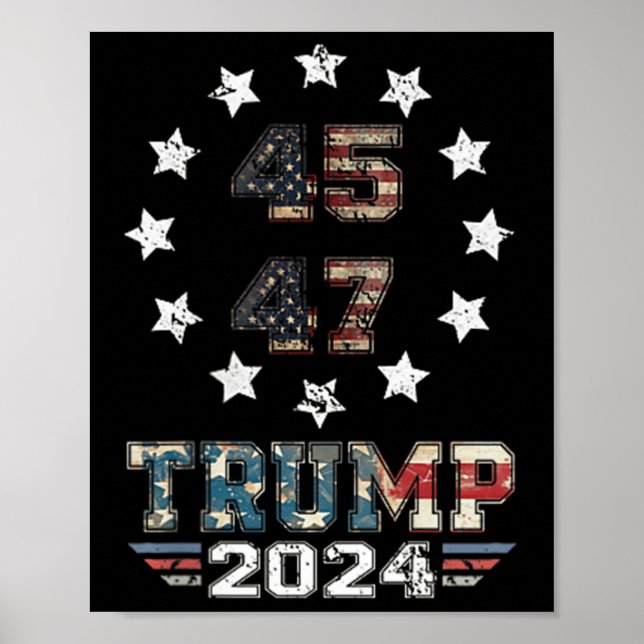Póster Se perdió la bandera estadounidense de Trump 2024 (Frente)