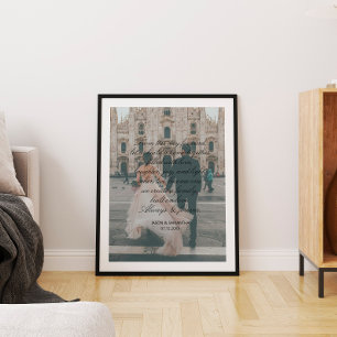 Póster Se promete una enorme caligrafía de Boda de fotogr