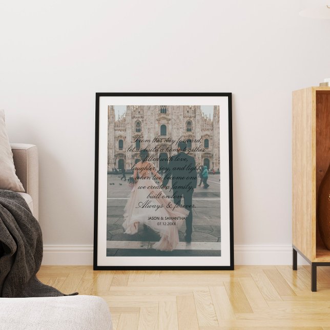 Póster Se promete una enorme caligrafía de Boda de fotogr (Huge Photo Wedding Gift Script Calligraphy Vows Poster
)