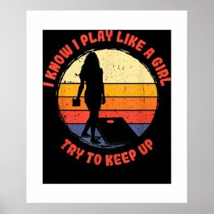 Póster Sé que juego como un agujero retro chica