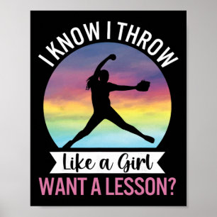 Póster Sé que lanzo como una chica divertida camiseta sua