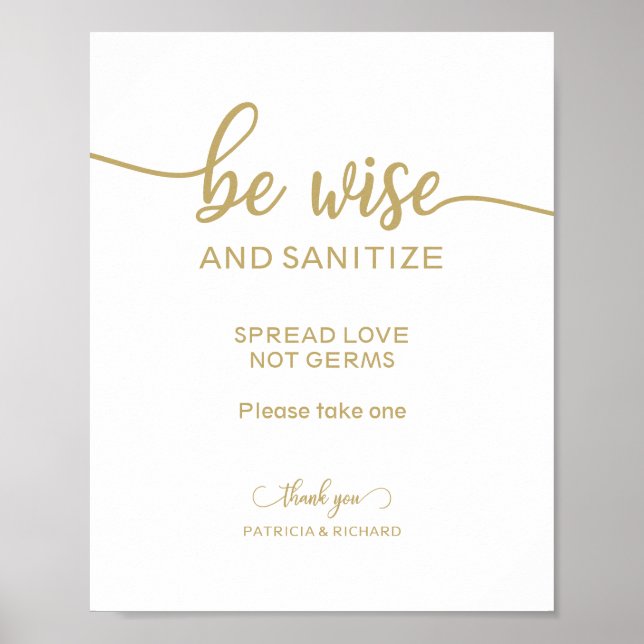 Póster Sé Sabio y Desinfecta Difunde Amor No Gérmenes Señ (Frente)