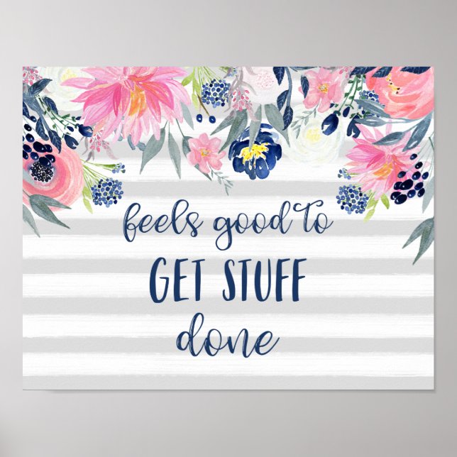 Póster Se siente bien hacer las cosas | Floral acuarela