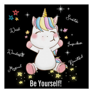Póster ¡Sé Tú Mismo! Magico Unicornio. Editable