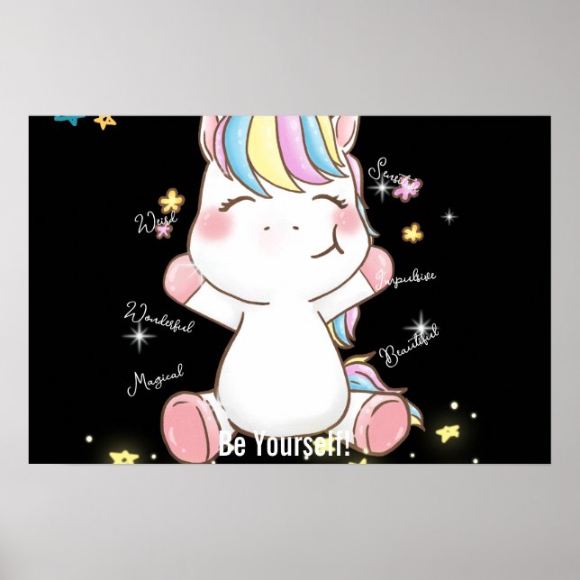 Póster ¡Sé Tú Mismo! Magico Unicornio. Editable (Frente)