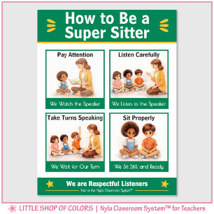 Póster Sé un gráfico de anclaje de clase Super Sitter