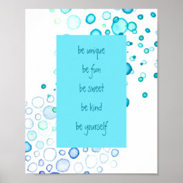 Póster Sé único, sé tú mismo puntos acuáticos