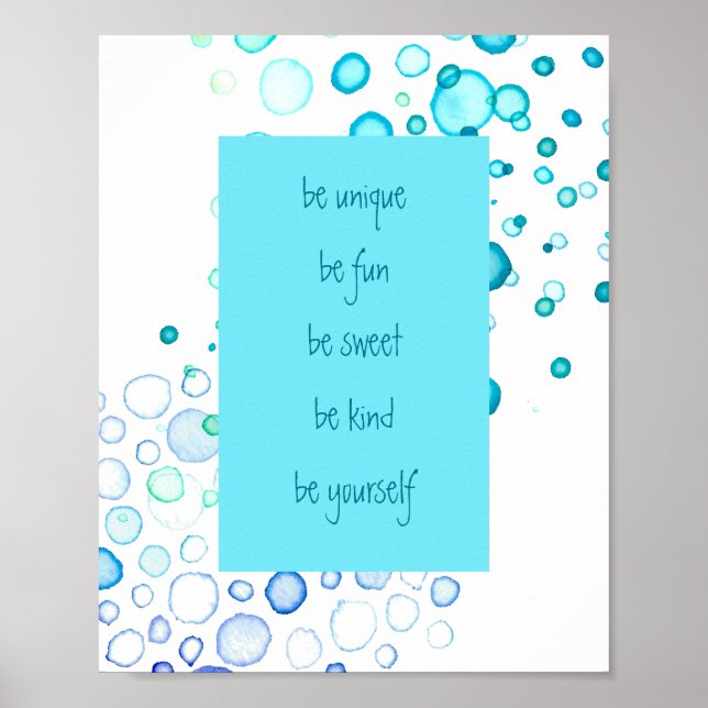 Póster Sé único, sé tú mismo puntos acuáticos (Frente)