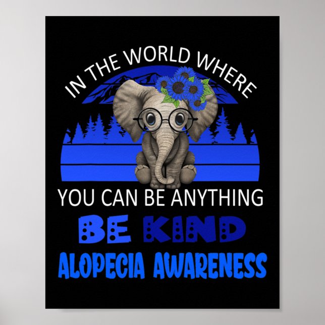 Póster Sea amable Alopecia Sensibilización Elefante Retro (Frente)