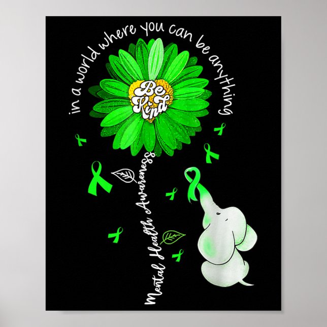 Póster Sea amable con la Cinta Verde Sunflower Mental Hea (Frente)