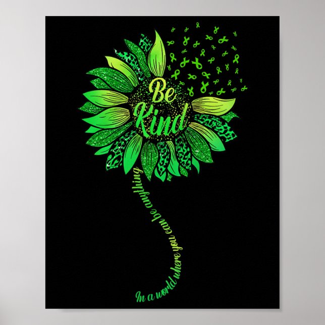 Póster Sea amable con la Cinta Verde Sunflower Mental Hea (Frente)