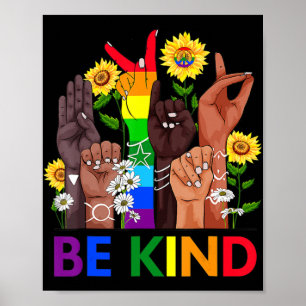 Póster Sea amable con la mano del lenguaje de Rótulo habl