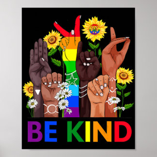 Póster Sea amable con la mano del lenguaje de Rótulo habl