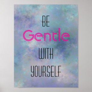 Póster Sea amable con usted mismo fondo acuarela