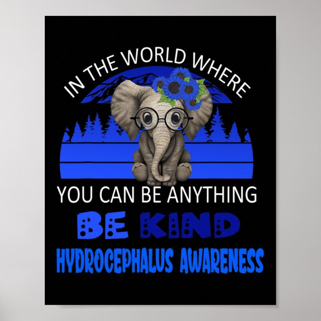 Póster Sea amable Hydrocephalus Awareness Elephant Retro  (Frente)