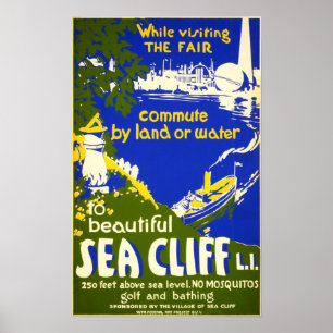 Póster Sea Cliff New York Vintage 1939 Travel