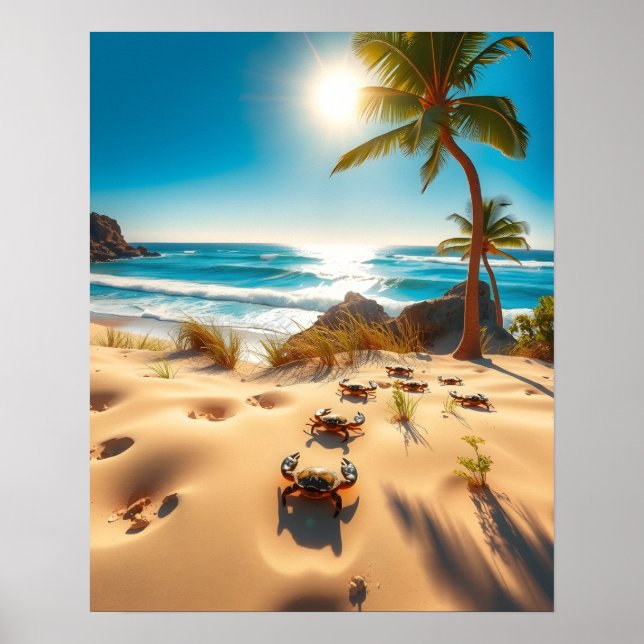 Póster Sea  Crabs on Tropical Beach – Serene Ocea (Frente)