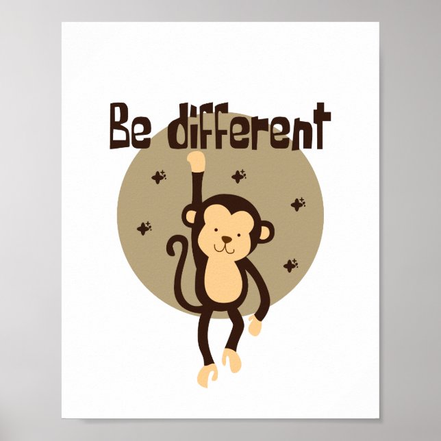 Póster Sea Diferente Mono Marrón Kawaii Pertenecer (Frente)