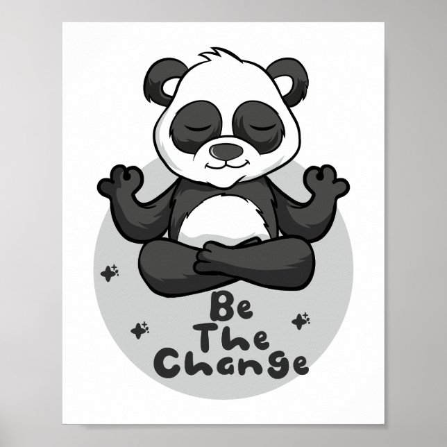Póster Sea El Cambio El Divertido Panda Kawaii Haciendo P (Frente)