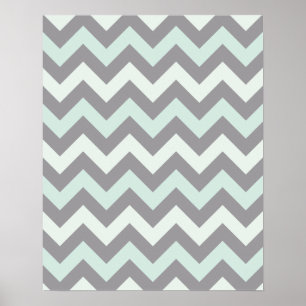 Póster sea foam blue zig zag pattern