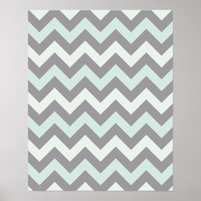 Póster sea foam blue zig zag pattern (Frente)