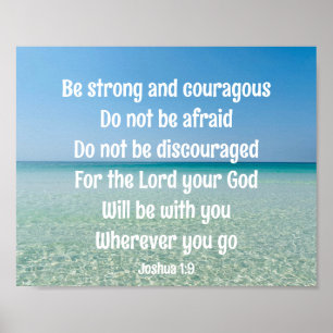 Póster Sea fuerte la Biblia Inspiradora Verse Beach
