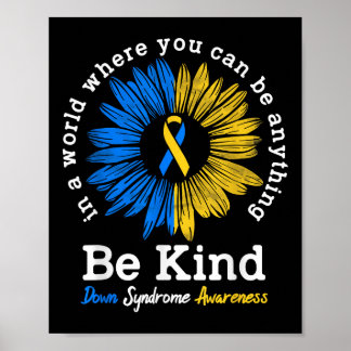 Póster Sea Kind Down Syndrome Awareness Ribbon Sunflower