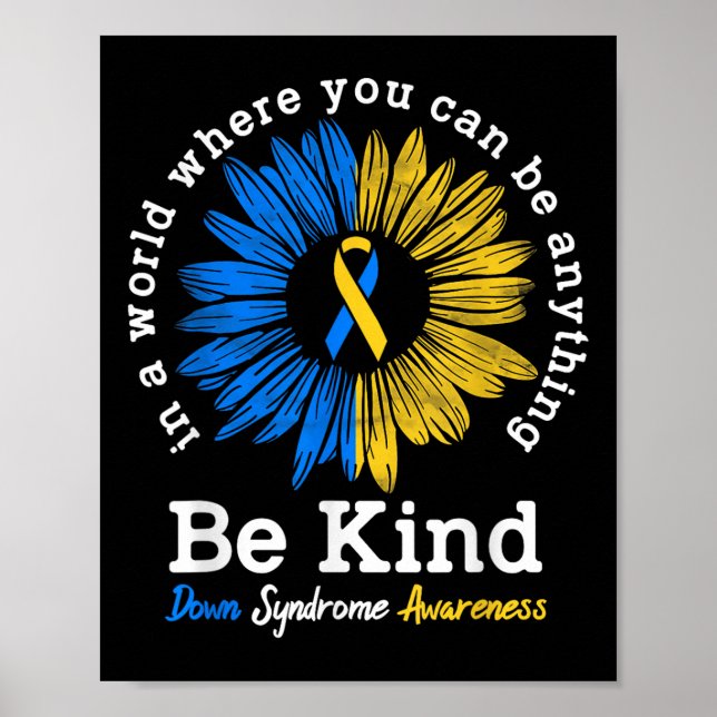 Póster Sea Kind Down Syndrome Awareness Ribbon Sunflower  (Frente)