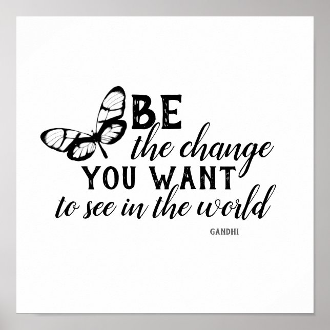 Póster sea la cita del poster del cambio Gandhi (Frente)