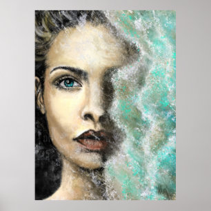 Póster Sea of Memories Poster Painting Art Woman Face