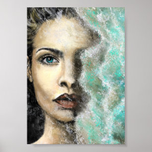 Póster Sea of Memories Poster Painting Art Woman Face