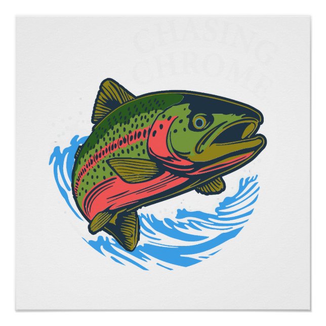 Póster Sea Run Cutthroat Chasing Chrome Trout (Anverso)
