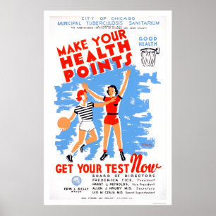 Póster Sea saludable la tuberculosis 1939 WPA