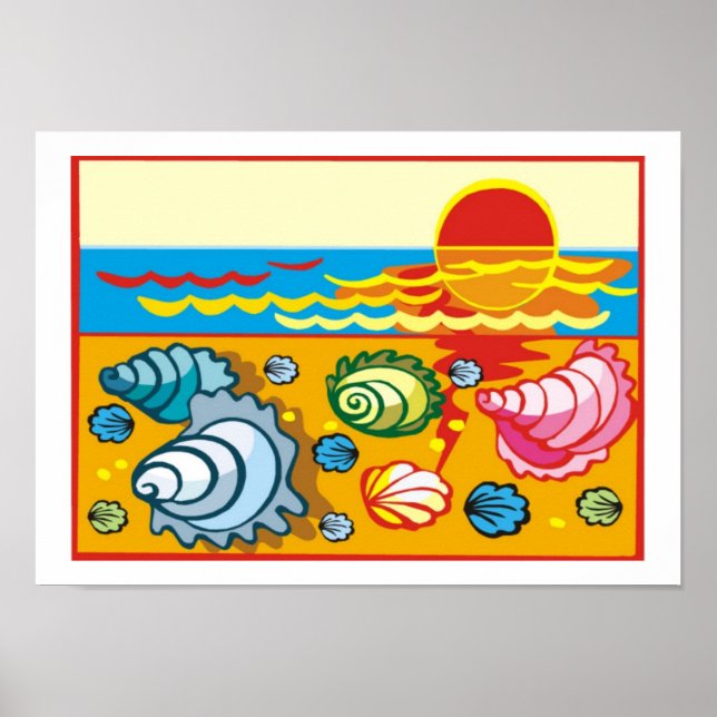 Póster Sea Shells on the Beach Poster (Frente)