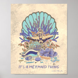 Póster Sea Shore Beach Vibe Verde azulado, Coral, Poster 