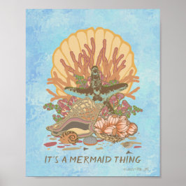 Póster Sea Shore Beach Vibe Verde azulado y violeta