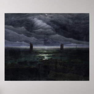 Póster Sea Shore in Moonlight, 1835-36
