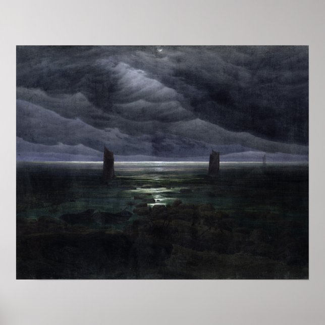Póster Sea Shore in Moonlight, 1835-36 (Frente)