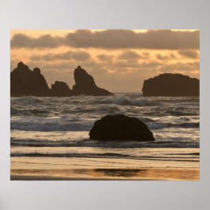 Póster Sea stacks on the beach at Bandon, Oregon