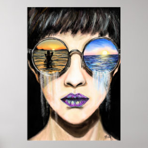 Póster Sea Sunrise and Sunset Emotion Poster - Pintura